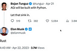 Why did Elon Musk say that Rust is the language of AGI?