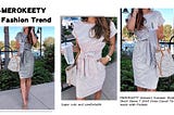 MEROKEETY Women’s Summer Striped Short Sleeve T Shirt Dress Casual Tie Waist with Pockets