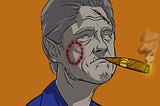 Undead Presidents Werewolf Sneak Peak — Bill Clinton in stained blue dress.