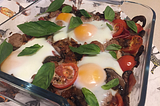 (Keto & Paleo) Bacon & Egg Bake with Mushroom, Sausage & Tomato