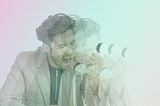 a man screaming into a phone