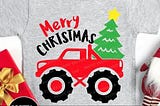 Christmas Truck Svg, Monster Truck Svg, Merry Christmas Svg Dxf Eps Png, Kids Cut File, Boy Shirt Design, Holiday Clipart, Silhouette Cricut