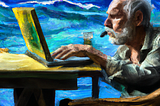 “The old man in the sea where the swordfish is replaced by a computer in a Van Gogh style” prompted into Dall-E by Open AI.