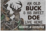 SALE OFF Personalized custom name an old buck and his sweet doe live here doormat