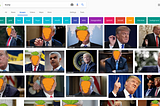 Blocking the face of Donald Trump on the Web using AI