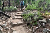 Hiker on a rocky incline