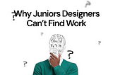 Confused person with a scribbled face surrounded by question marks, illustrating the struggle of junior designers in finding work.