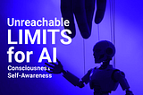 Conceptual illustration representing the themes of consciousness, intelligence, and AI. Shows a comparison between the human mind and artificial intelligence, symbolizing AI’s computational structure alongside the abstract complexity of human self-awareness and consciousness.