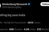 Hindenburg Research post on X “something big soon India”