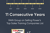 RAIN Group Celebrates 11 Years of Recognition Among Selling Power’s Top Sales Training Companies
