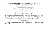 The Euler Conjecture Counterexample!(One of the shortest research paper ever)