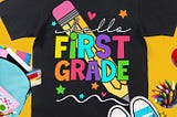 Hello First Grade SVG, 1st Grade SVG, Back To School Svg, 1st Grade PNG, Teacher Svg, First day of school svg