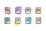 Illustration showing a number of story icons with brushstrokes of varying colors.