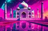 Taj Mahal colour art.