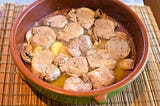 Casserole dish with meat