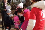 SAVE THE CHILDREN VOLUNTEERS MEET UKRAINIAN REFUGEES AFTER COSSING INTO ROMANIA