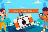 Blog feature image showing vector art for article on “free stock photos sites “