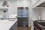 Minimalist white kitchen with modern appliances