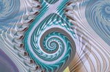 Fractal spiral design in aquas and browns.