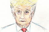 A color pencil sketch of Donald Trump old and disconnected