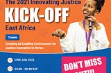 2021 Innovating Justice Kick-off Pitch Event held in East Africa