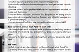 Vilnius Tech Park is looking for a Project Manager to join the team.