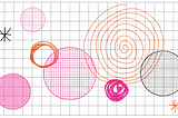 Abstract circle doodles on graph paper