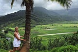 woman with palm tree in hawaii