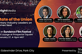 A promotional image for the event “Our State of the Union,” featuring headshots of the six event participants.