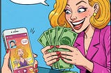 Making Money with Short Videos: Comic illustration of financial success through platforms like TikTok and YouTube.