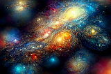 universe and galaxies filled with light and energy