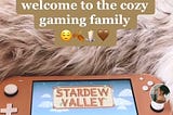 Screenshot of Tiktok user “cozy.games” video with Nintendo Switch displaying Stardew Valley