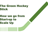 Title image showing exponential growth curve with wording: “The Green Hockey Stick. How we go from Start-up to Scale-up”