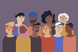 A illustration that comprises of diverse collection of human art symbolising the need to empathise with right needs and understand the users before creating personas for any design project