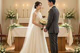 A couple getting married at the altar.