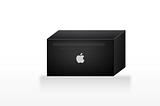 Black box with Apple logo over it