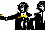 Gangster monkeys in suits holding bananas