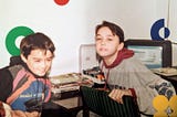 Photo from a private archive. Two young boys and their computer in the early ’90s. Long before they got the idea of Bitnoise