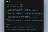 Determining if all elements in a list are identical in python.