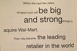 16 years ago, I have read a book mentioning Amazon to become the leading retailer in the world…