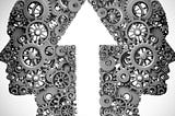 Gears making a face with arrow going through