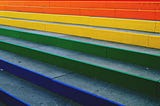 Concrete Stairs with Rainbow Colors Painted on them
