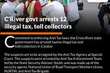 C’River govt arrests 12 illegal tax, toll collectors