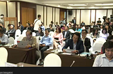 Press room in Viet Nam during the UN Sea of Solutions conference, 2020. Screenshot by Clare O’Beara.