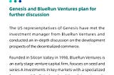 Genesis and BlueRun Ventures plan for further discussion