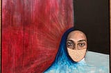 Autorretrato 2012, de Yara Ligiéro (acrílico e colagem de jornal sobre tela), coleção NOSSO CLAN, Rio de Janeiro