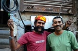 A photo of the author along with a man with very long moustache in Rajasthan