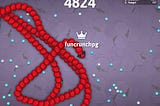 A large red cartoon snake wearing black sunglasses with the name “funcrunchpg” and a crown superimposed.