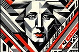 AI Generated Russian Constructivist style portrait of Margaret Atwood.