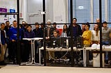 Students visiting drone hall